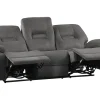 3 Seater Velvet Led Electric Recliner Sofa With Usb Port Grey Bergen