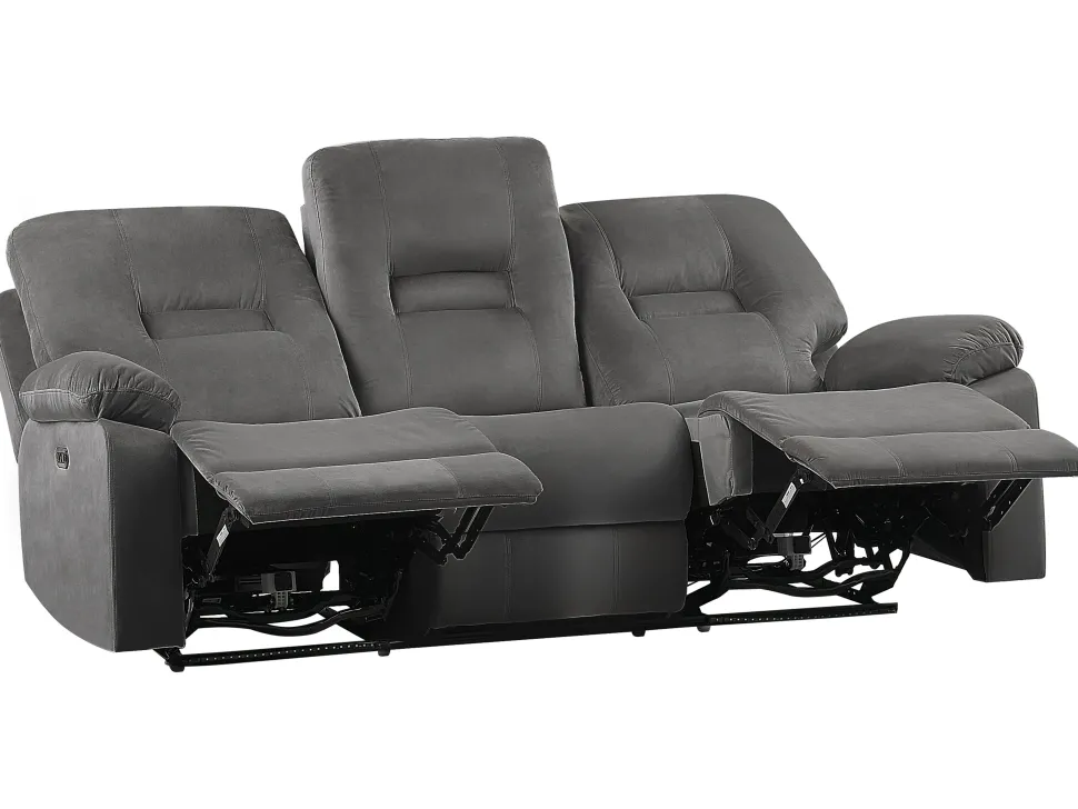 3 Seater Velvet Led Electric Recliner Sofa With Usb Port Grey Bergen