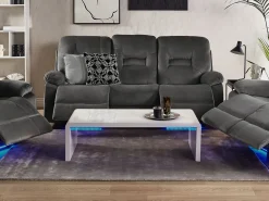 3 Seater Velvet Led Electric Recliner Sofa With Usb Port Grey Bergen