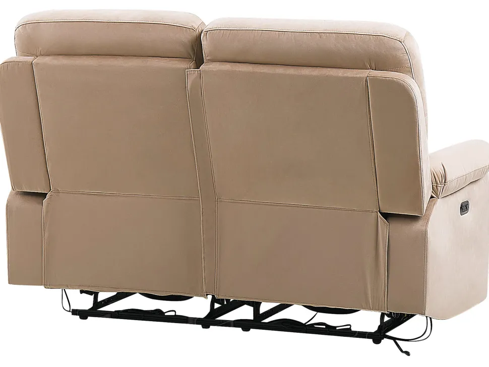 2 Seater Velvet Led Electric Recliner Sofa With Usb Port Beige Bergen