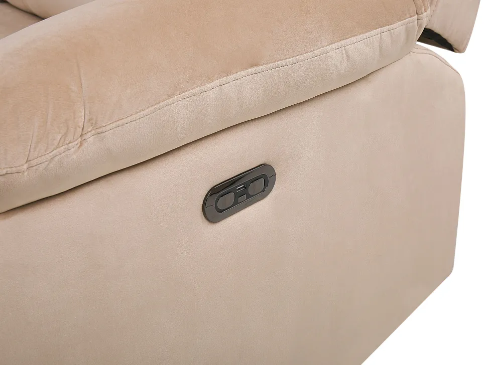 2 Seater Velvet Led Electric Recliner Sofa With Usb Port Beige Bergen