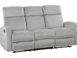 3 Seater Velvet Manual Recliner Sofa Light Grey Verdal