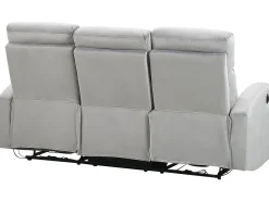 3 Seater Velvet Manual Recliner Sofa Light Grey Verdal