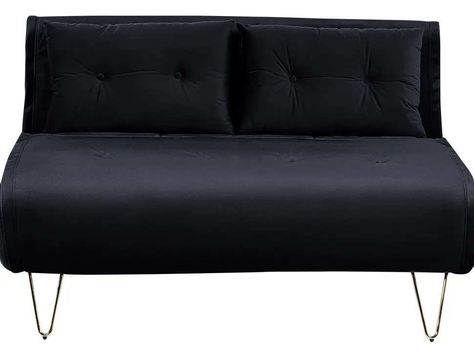 2 Seater Velvet Sofa Bed Black Vestfold