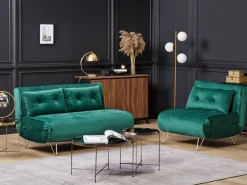 2 Seater Velvet Sofa Bed Dark Green Vestfold