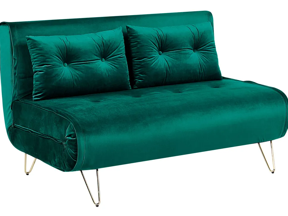 2 Seater Velvet Sofa Bed Dark Green Vestfold