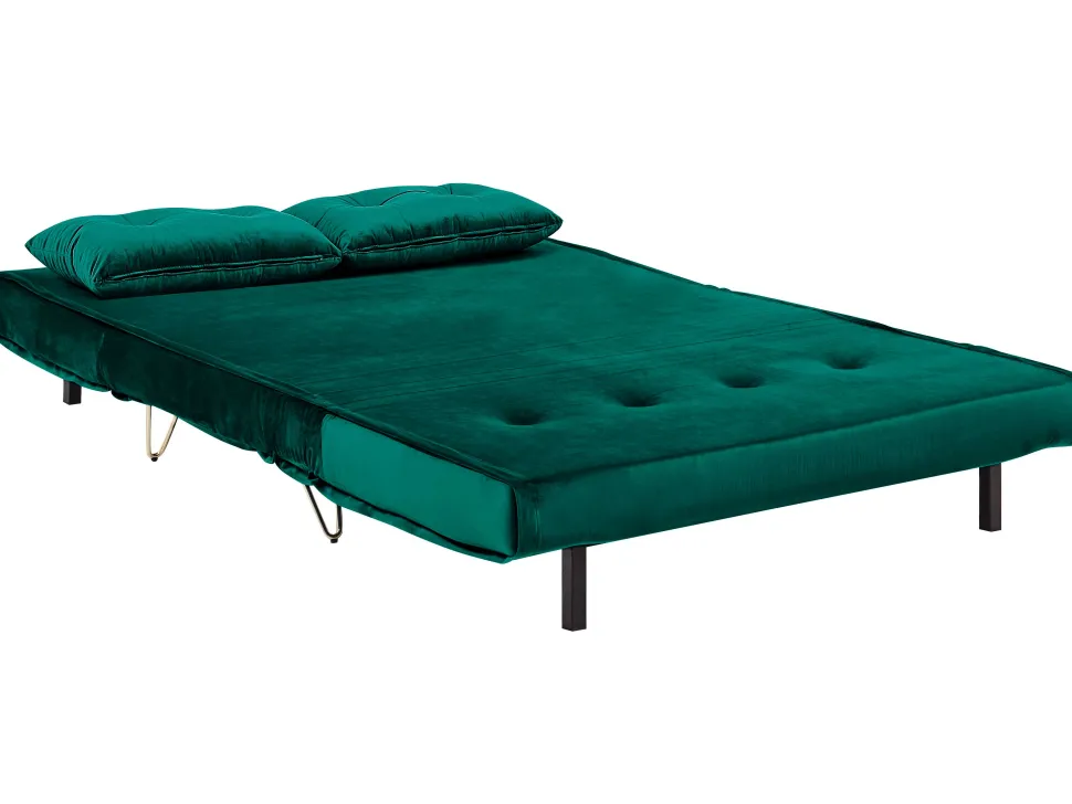 2 Seater Velvet Sofa Bed Dark Green Vestfold