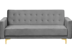 3 Seater Velvet Sofa Bed Grey Aberdeen