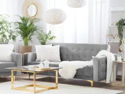 3 Seater Velvet Sofa Bed Grey Aberdeen