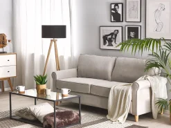 3 Seater Velvet Sofa Beige Ronneby