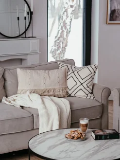 3 Seater Velvet Sofa Beige Ronneby