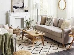 3 Seater Velvet Sofa Beige Ronneby