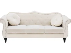 3 Seater Velvet Sofa Beige Skien