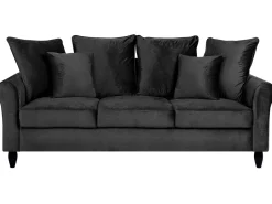 3 Seater Velvet Sofa Black Bornholm