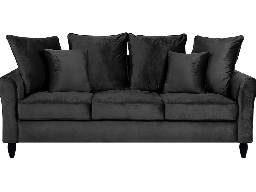 3 Seater Velvet Sofa Black Bornholm