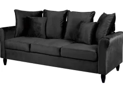 3 Seater Velvet Sofa Black Bornholm