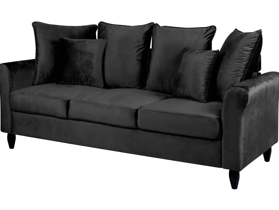 3 Seater Velvet Sofa Black Bornholm