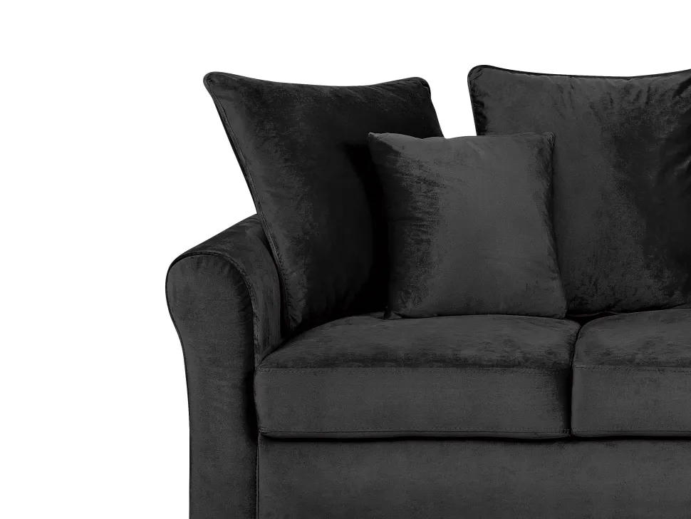 3 Seater Velvet Sofa Black Bornholm