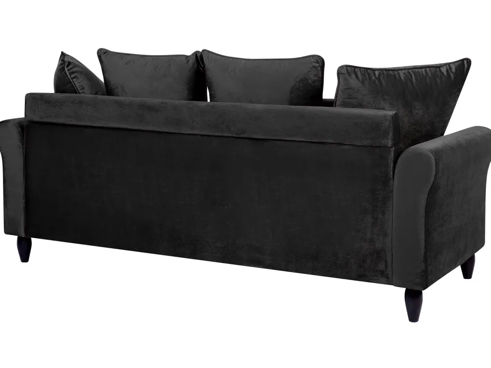 3 Seater Velvet Sofa Black Bornholm