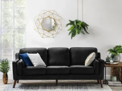 3 Seater Velvet Sofa Black Lokka