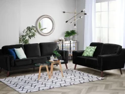 3 Seater Velvet Sofa Black Lokka