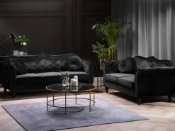 2 Seater Velvet Sofa Black Skien