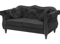 2 Seater Velvet Sofa Black Skien