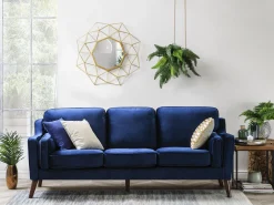 3 Seater Velvet Sofa Blue Lokka