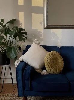 3 Seater Velvet Sofa Blue Lokka