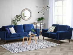 3 Seater Velvet Sofa Blue Lokka