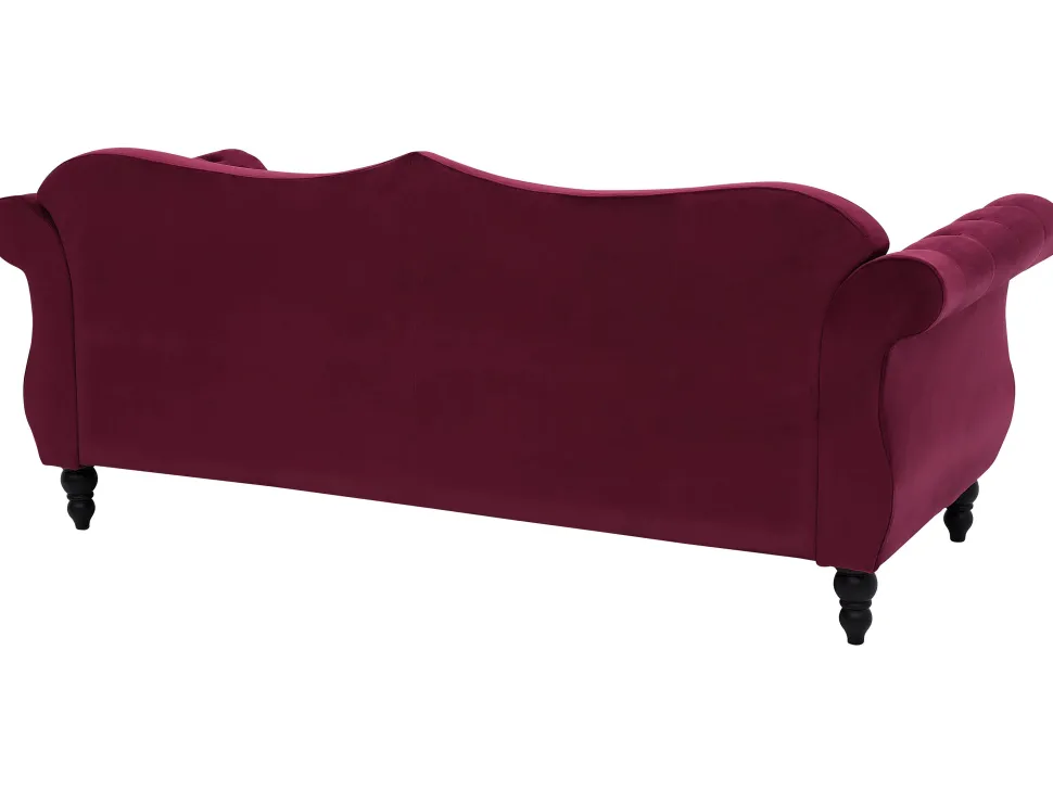 3 Seater Velvet Sofa Burgundy Skien