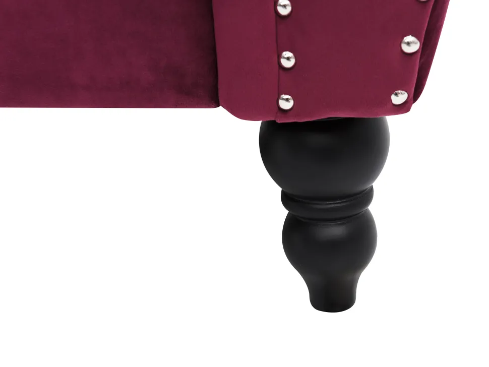 3 Seater Velvet Sofa Burgundy Skien