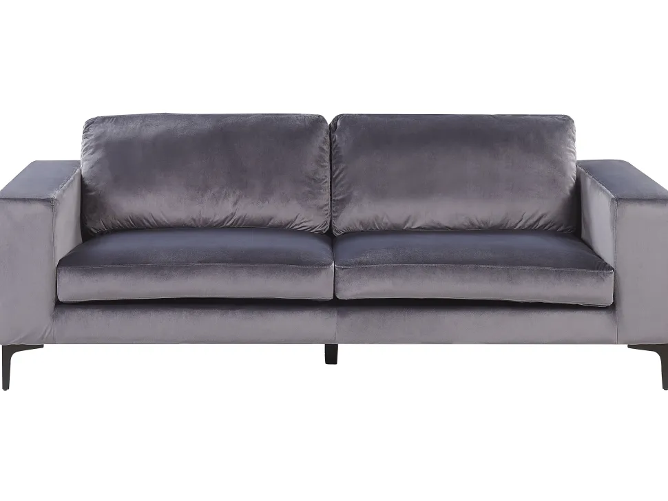 3 Seater Velvet Sofa Dark Grey Vadstena