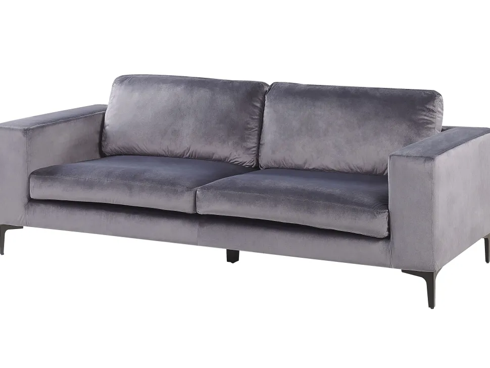 3 Seater Velvet Sofa Dark Grey Vadstena
