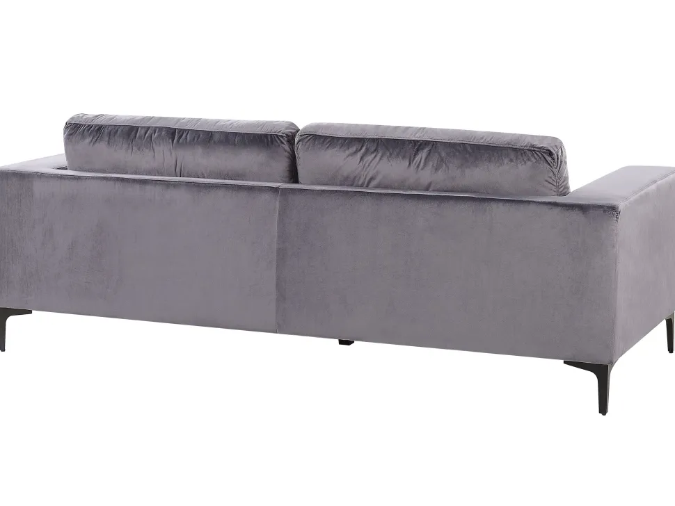 3 Seater Velvet Sofa Dark Grey Vadstena