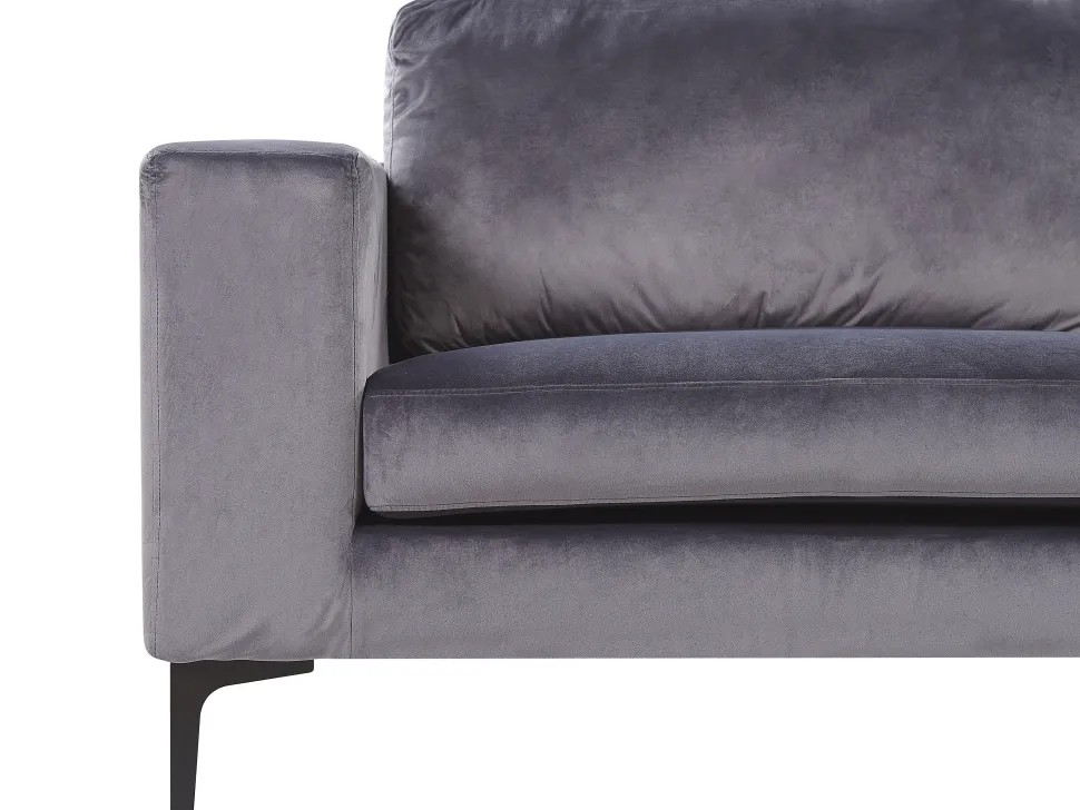3 Seater Velvet Sofa Dark Grey Vadstena
