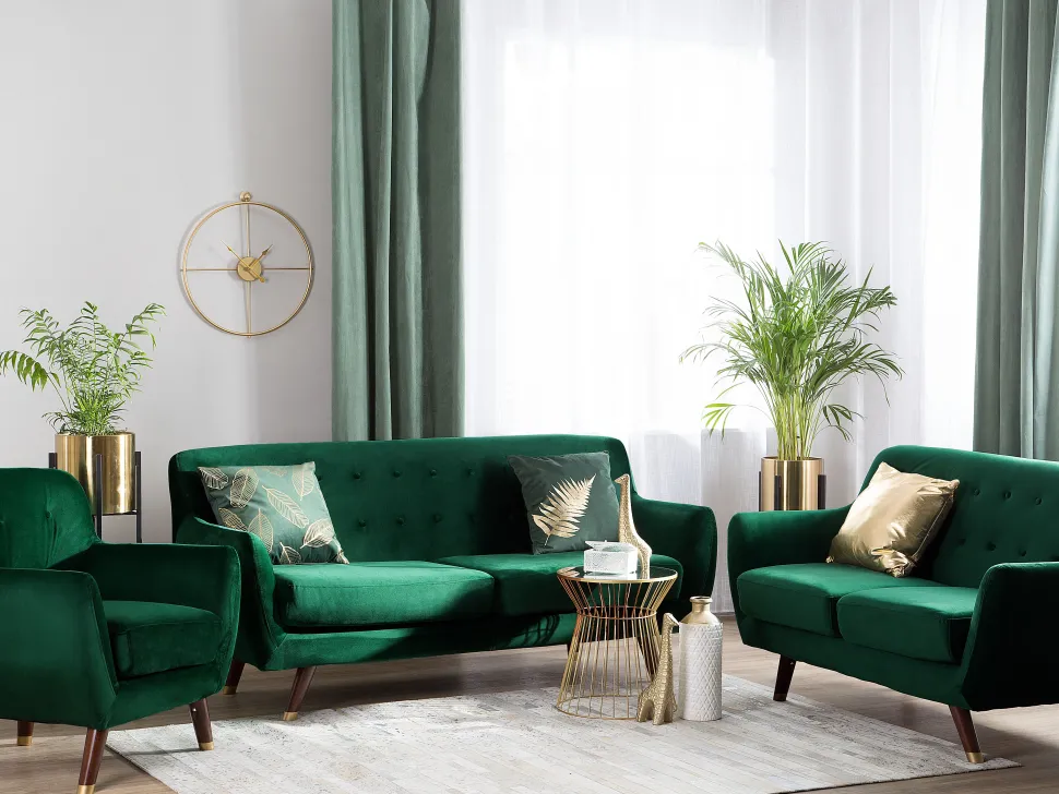 2 Seater Velvet Sofa Emerald Green Bodo