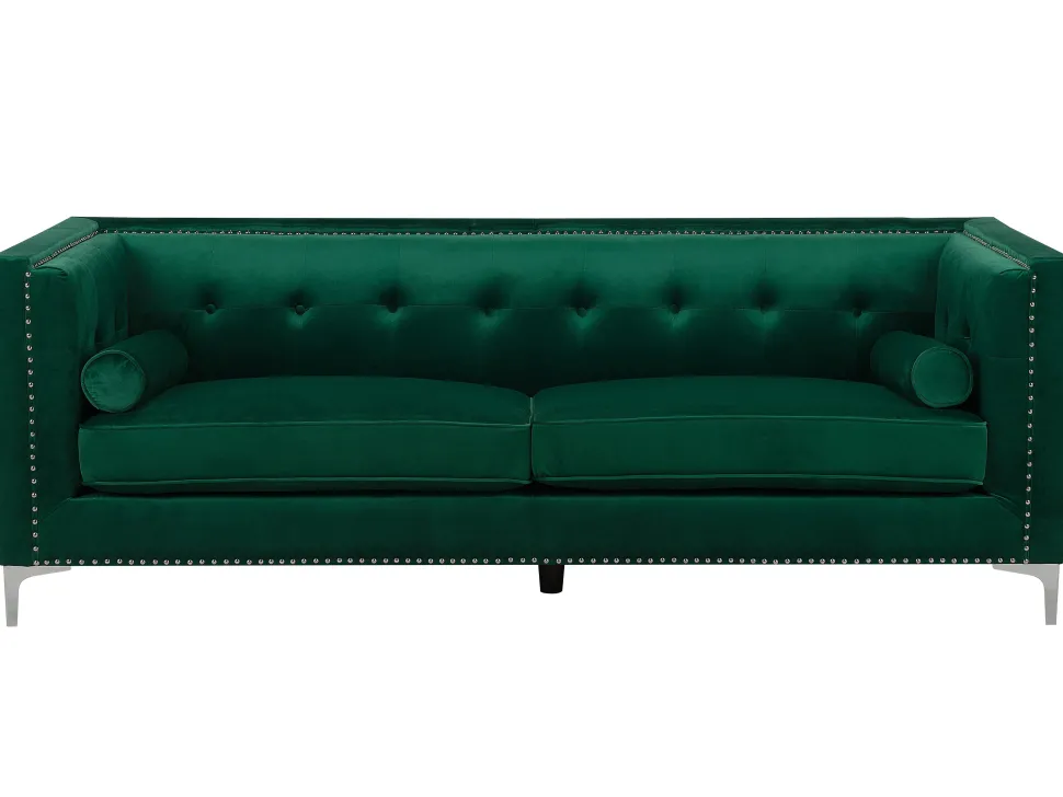 3 Seater Velvet Sofa Emerald Green Avaldsenes