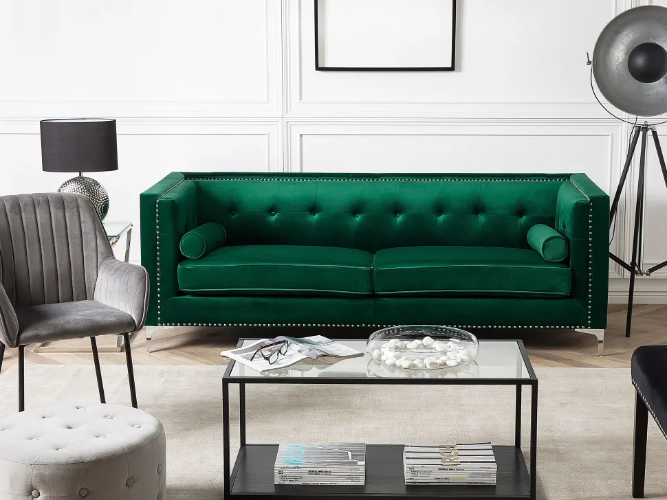 3 Seater Velvet Sofa Emerald Green Avaldsenes