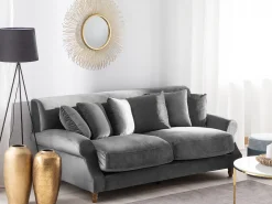 3 Seater Velvet Sofa Grey Eike