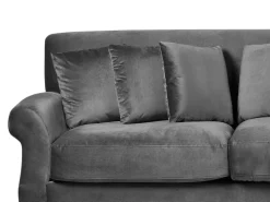 3 Seater Velvet Sofa Grey Eike