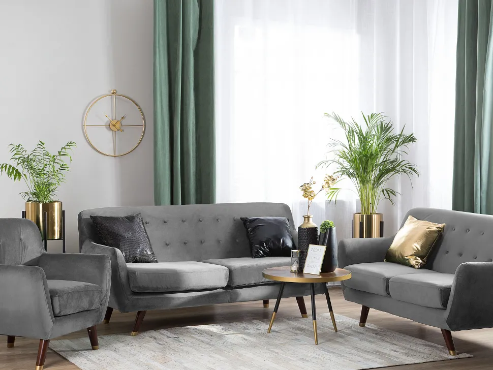 3 Seater Velvet Sofa Grey Bodo