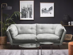 3 Seater Velvet Sofa Grey Lenvik