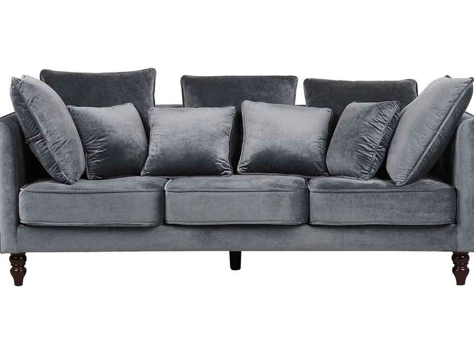 3 Seater Velvet Sofa Grey Fenstad