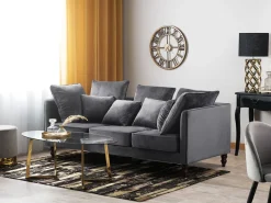 3 Seater Velvet Sofa Grey Fenstad