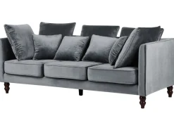 3 Seater Velvet Sofa Grey Fenstad