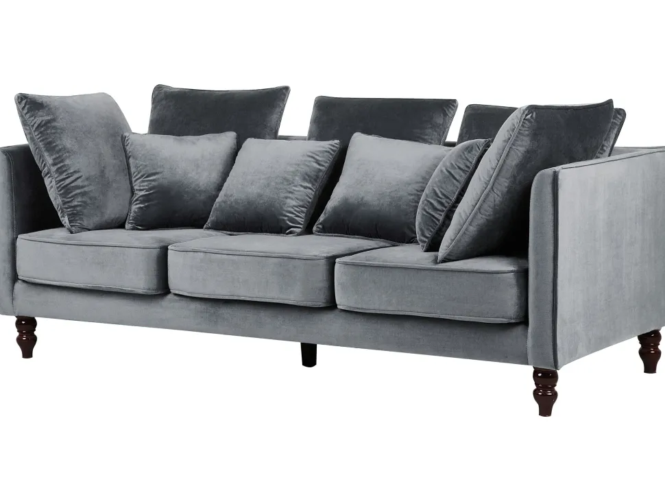 3 Seater Velvet Sofa Grey Fenstad