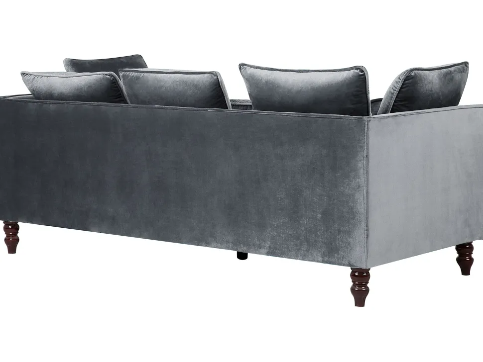 3 Seater Velvet Sofa Grey Fenstad