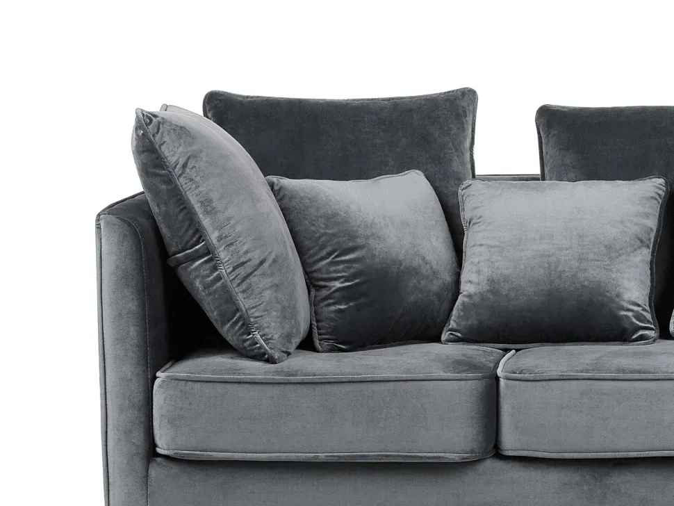 3 Seater Velvet Sofa Grey Fenstad