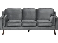 3 Seater Velvet Sofa Grey Lokka